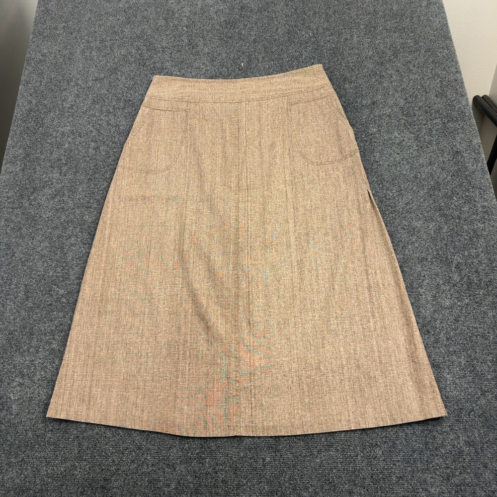 Mandy Skirt Womens 18.25w Brown Poly A-Line Midi Pockets Casual Minimal
